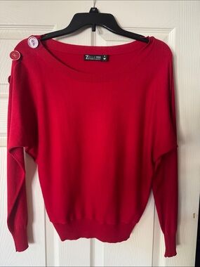 7th Avenue NY&C Bright Red Women's Scoop Neck Sweater